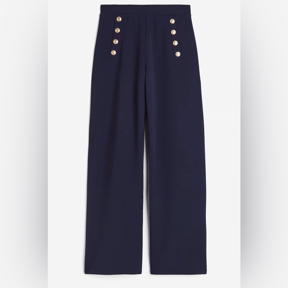 H&M Navy Wide-Leg Pants with Gold Buttons